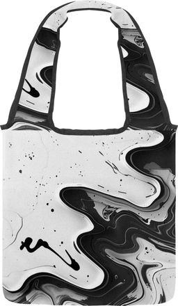 Generic Abstract River Reversible Canvas Shoulder Tote - Double-Sided Print, 12oz Cotton, 27cm Drop, Fold-Flat Bag for Travel, Shopping, Street Outings