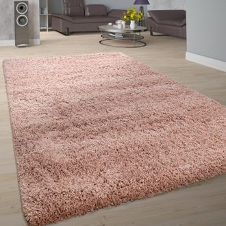 Paco Home Paco Home - Alfombra De Sal&oacute;n Suave Shaggy Pelo Largo Moderna Mullida Monocolor En Rosa 240x340 Cm