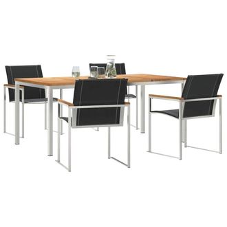 Berkfield Home Modern 5 Piece Garden Dining Set Solid Wood Acacia in Brown
