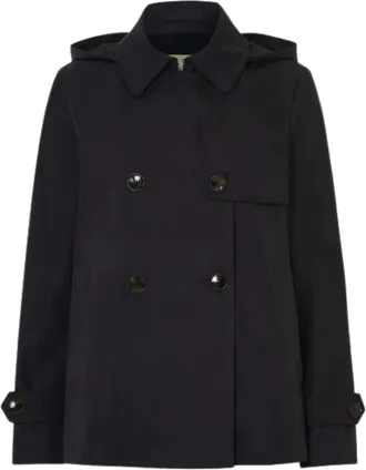 Herno Blue Removable Hood Cotton Peacoat