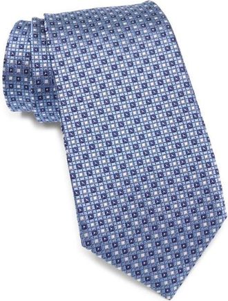 Ermenegildo Zegna Geometric Silk Tie in Md Blu Fan at Nordstrom