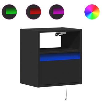 Berkfield Home TV Wall Cabinets with LED Lights 2 pcs Black 41x31x45 cm | Size: 41 x 31 x 45 cm