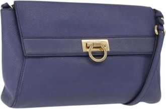 Ferragamo Pre-owned Cross Body Bags, female, Blue, Size: ONE SIZE Pre-owned Leather Shoulder Bag