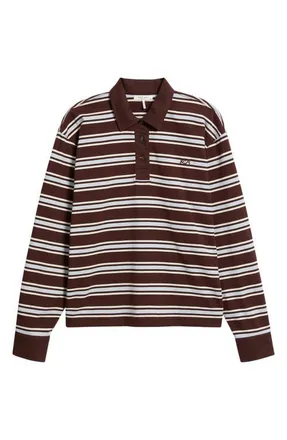 Rag & Bone Stripe Cotton Rugby Shirt in Brown Multi at Nordstrom, Size X-Small