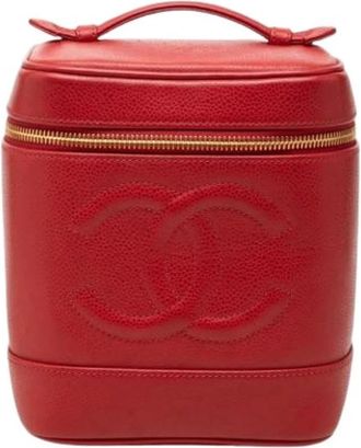 Chanel Pre-owned Vanity Bag - Dames - Vintage Handtas - Rood - ONE Size - Leer - Vintage