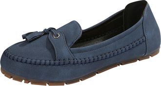 Generic Womens Loafer Shoes Tassel Slip On Flats Solid Color Fashionable Lightweight Anti-Slip Comfortable Casual Walking Shoe Work Leisure Blue