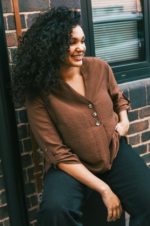 Roman Textured Buttoned Tunic Top