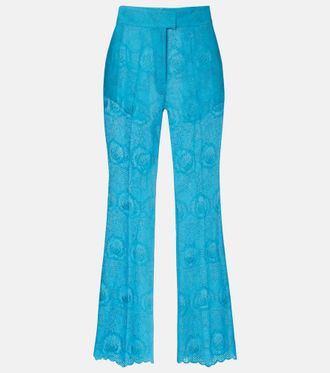 Valentino Broderie anglaise scalloped cotton straight pants