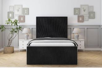 Sloomy Somerset Naples Deep-Sided Bed Frame With 50 Upholstered Headboard in Black | Size: Single