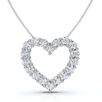 Pompeii3 4Ct Diamond Heart Pendant 14k Gold Lab Grown 1 1/10 Tall 18 Necklace
