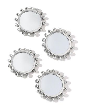 Tiramisu Set Of 4 Astra Beaded Chrome Mirror Coasters