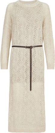 Brunello Cucinelli Dazzling Abstract Leaf Knit Dress In Mohair And Wool