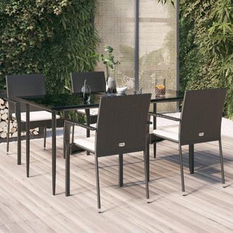 vidaXL Set De Muebles Jard&iacute;n 5 Pzas Con Cojines Rat&aacute;n Sint&eacute;tico Negro Vidaxl