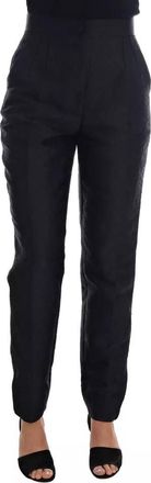 Dolce & Gabbana Black Floral Brocade High Waist Womens Pants
