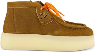 Miu Miu Enkellaarzen met plateauzool - Bruin