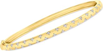 Ross-Simons Diamond Star Bangle Bracelet in 18kt Gold Over Sterling