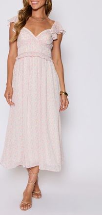 VICI Collection Enchanted Ruffle Maxi Dress in Blush/Multi Floral at Nordstrom, Size Small
