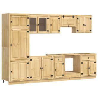 vidaXL Armario Ski 9 Uds. Marr&oacute;n Miel Madera De Pino Macizo Vidaxl