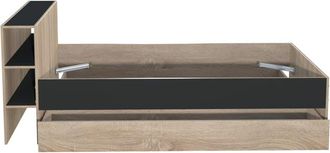 Weber Industries Cama con cajones y almacenaje, 140x190 cm, madera clara y efecto negro