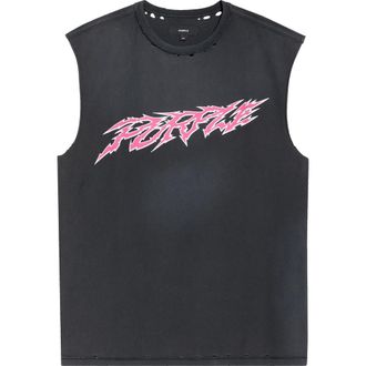 Purple Distressed Sleeveless Graphic T-Shirt in Black at Nordstrom, Size Xx-Large
