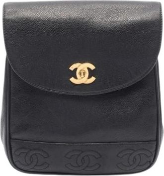 Chanel Pre-owned Rugzak - Dames - Vintage Rugzakken - Zwart - ONE Size - Leer - Vintage