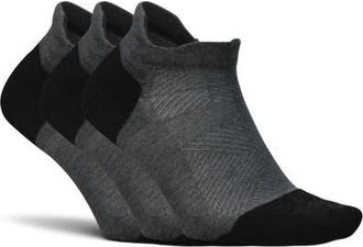 Feetures Elite Max Cushion No Show Tab Ankle Socks Sport Sock with Targeted Compression in Stone Gray at Nordstrom, Size Medium