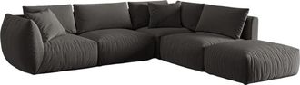 MICADONI Modulares 4-Sitzer Design Ecksofa Chris mit Ottomane und Eckteil rechts - Samtbezug