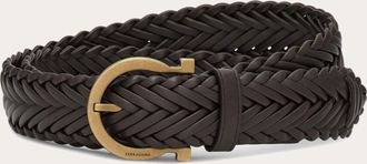 Ferragamo Men Gancini braided belt Brown