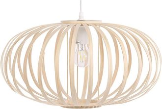 Beliani Lámpara colgante madera de bambú marrón claro