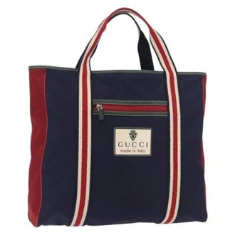 Gucci Vintage, unisex, Blauw, ONE Size, Nylon, Pre-owned Vintage Nylon Tote Bag