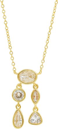 Savvy Cie Jewels GOLD PLATED BEZEL SET MIXED SHAPE WHITE CZ PENDANT