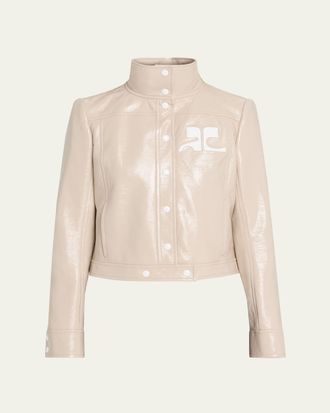 Courr&egrave;ges Textured Vinyl Crop Jacket