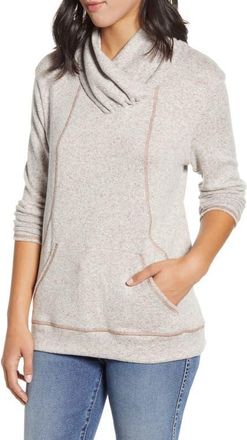 Loveappella Cross Neck Seamed Pullover in Oatmeal at Nordstrom, Size X-Large