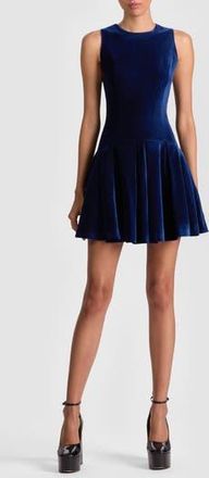 Alice & Olivia Adley Sleeveless Velvet Fit & Flare Minidress in Midnight Blue at Nordstrom Rack, Size 10