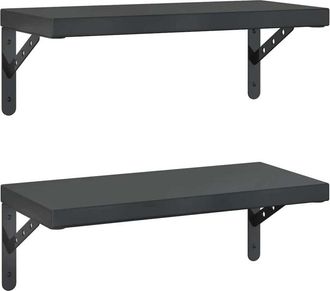 vidaXL Vidaxl - Estantes De Pared 2 Uds Acero Inoxidable Negro 50x23,5 Cm