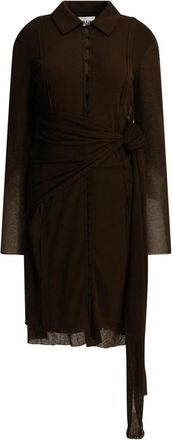 Ganni Wikkeljurk met overhemdkraag - Dames - Shirt Kleedjes - Bruin - M - Kleedjes