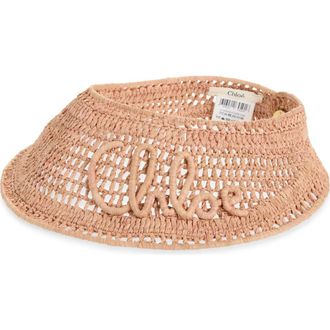 Chlo&eacute; Summer Banana Crochet Raffia Visor in Summery Beige at Nordstrom