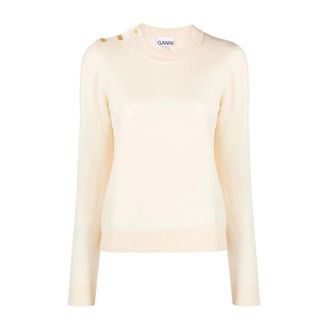 Ganni Beige Merino-Cashmere Knitted Jumper - female - Ganni - Round-neck Knitwear - Beige - L - Knitwear