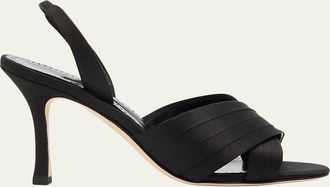 Manolo Blahnik 90mm Viera Satin Sandals