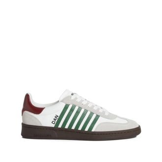 Dsquared2 Sneakers, male, Multicolor, 8 1/2 UK, White Trainers with Side Stripe Detailing