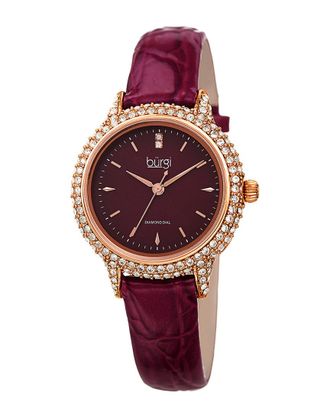 Bürgi Burgi Womens Genuine Patent Leather Diamond Watch