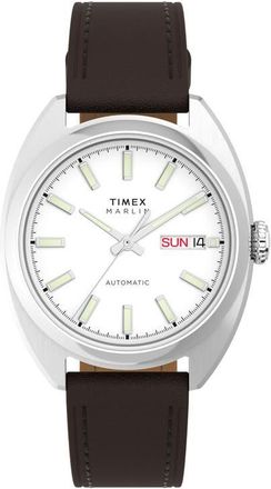 Timex Marlin Draper Automatic Leather Strap Watch, 37mm x 43mm in Stainless Steel at Nordstrom