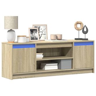 Berkfield Home TV Cabinet with LED Sonoma Oak 139.5x34x50 cm Engineered Wood in Brown
