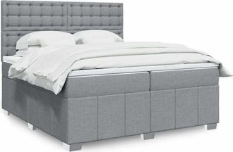 vidaXL Vidaxl - Cama Box Spring Con Colch&oacute;n Tela Gris Claro 200x200 Cm