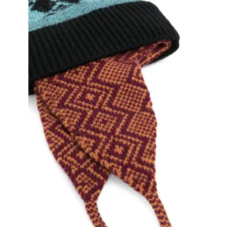 Dries Van Noten 4707 Geometric Knitted Wool Winter Hat - Blue