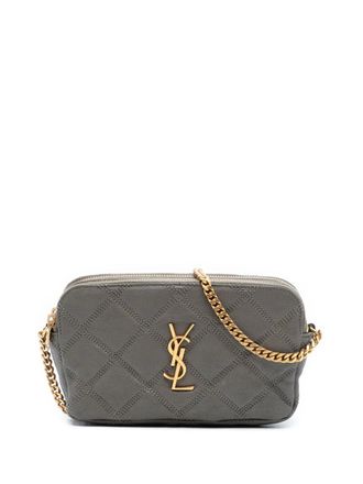 Saint Laurent 2020 Mini Quilted Lambskin Becky Double Zip crossbody bag - women - Lambskin - One Size - Grey