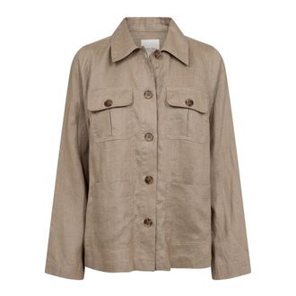 Part Two Light Jackets, female, Beige, Size: 2XL Desert Taupe Linen Jacket