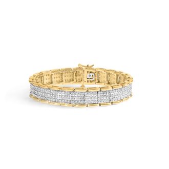 House of Brilliance 10K Yellow Gold 5.00 Cttw Round-Cut Diamond Link 7 Bracelet (J-K Color, I1-I2 Clarity)