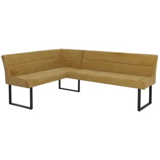 Hhg [non Utilizzato] Panca Angolare Hhg-515, Sala Da Pranzo, Stoffa Ciniglia/tessuto &Ouml;ko-tex (310 G/m&sup2;) Metallo 159 X 210 Cm, Giallo Senape