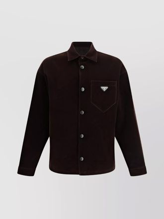 Prada velvet shirt jacket with chest pocket